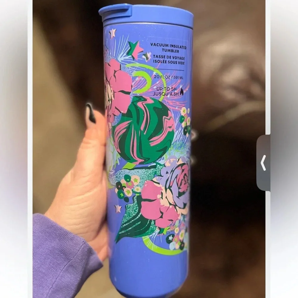 New! Starbucks floral tumbler poinsettia rose